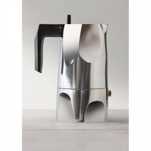 Alessi Ossidiana Cafetera Italiana 3 Tazas Plata