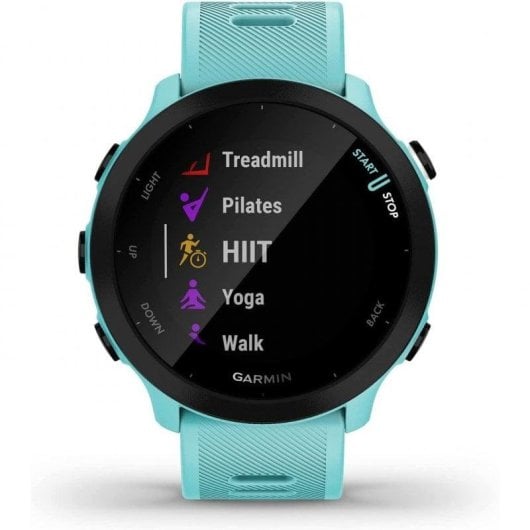 Garmin Forerunner 55 Bluetooth GPS 42mm MIP Turquoise Étanche 5ATM Cardiofréquencemètre