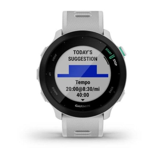 Garmin Forerunner 55 Bluetooth GPS 42mm MIP Weiß 5ATM Pulsmonitor Schlaftracking