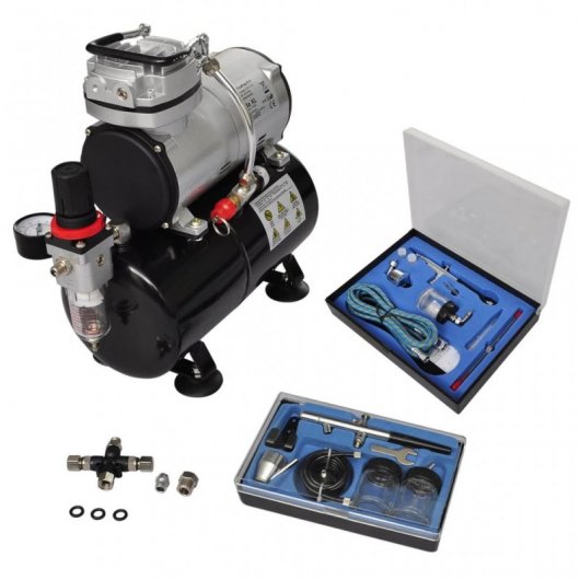 Compresseur aérographe VidaXL 3L 125W + 2 pistolets