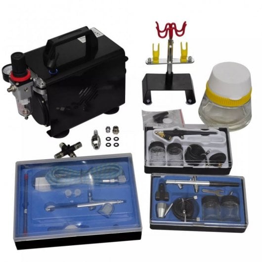Compresseur aérographe VidaXL 3L 125W + 3 pistolets