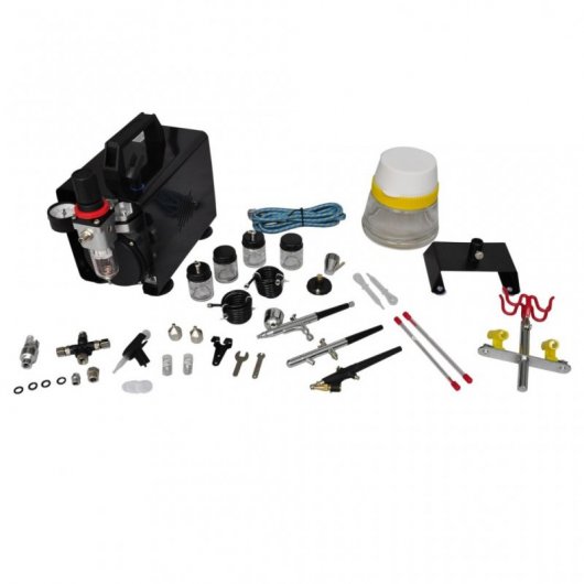 Compresseur aérographe VidaXL 3L 125W + 3 pistolets