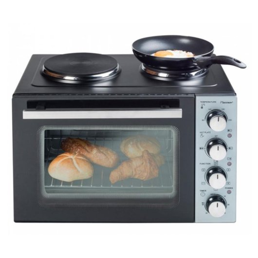 Mini Four Bestron Crispy & Co AOV31CP 31L 3200W Chaleur Tournante Double Plaque Noir