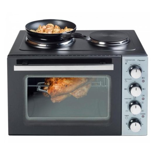 Mini Four Bestron Crispy & Co AOV31CP 31L 3200W Chaleur Tournante Double Plaque Noir