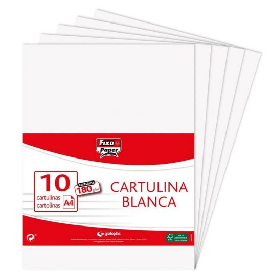 Grafoplás Fixo Paper Pack 10 Cartulinas A4 180gr Blancas