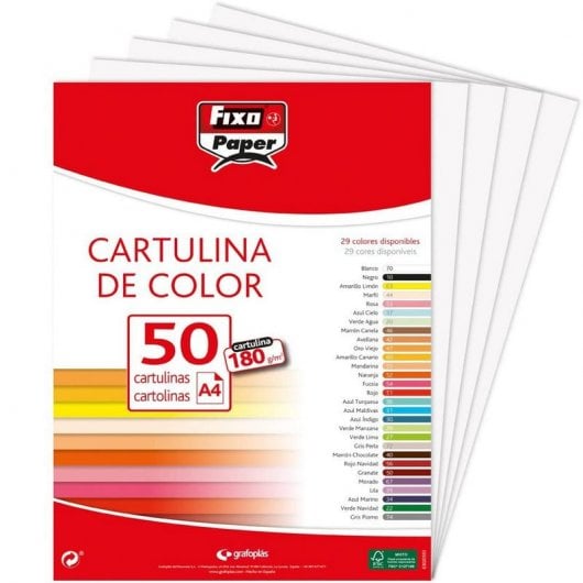 Grafoplás Fixo Paper Pack 50 Cartulinas A4 180gr Blancas