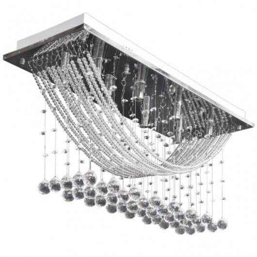 VidaXL Plafonnier avec Larmes de Cristal 8xG9 Blanc