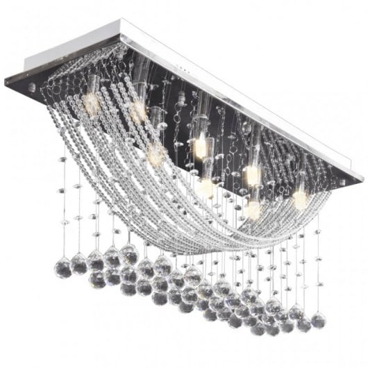 VidaXL Plafonnier avec Larmes de Cristal 8xG9 Blanc
