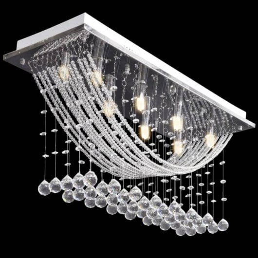 VidaXL Plafonnier avec Larmes de Cristal 8xG9 Blanc