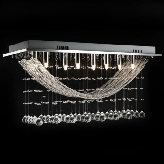 VidaXL Plafonnier avec Larmes de Cristal 8xG9 Blanc
