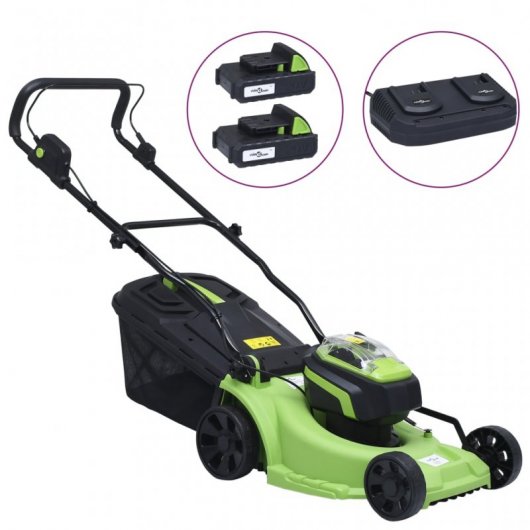 VidaXL Cortacésped a Batería 40L + 2 Baterías 20V