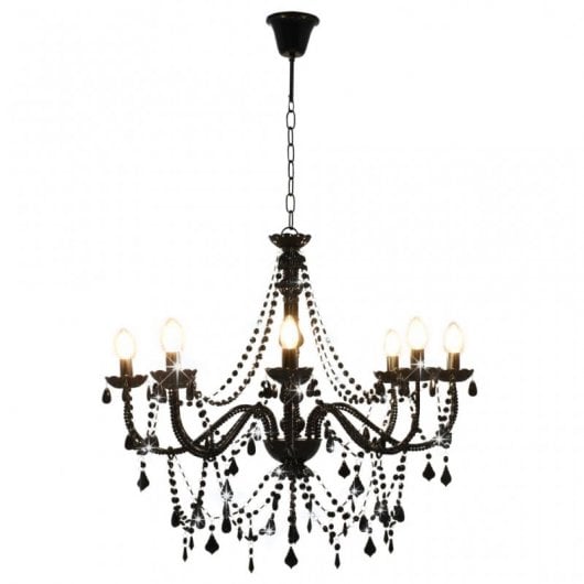 VidaXL Lustre avec Perles 8xE14 Noir