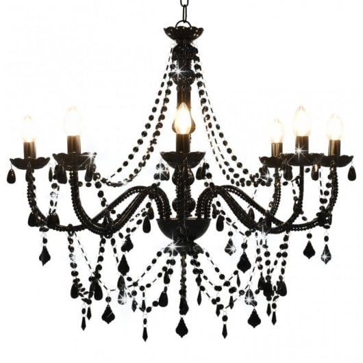 VidaXL Lustre avec Perles 8xE14 Noir