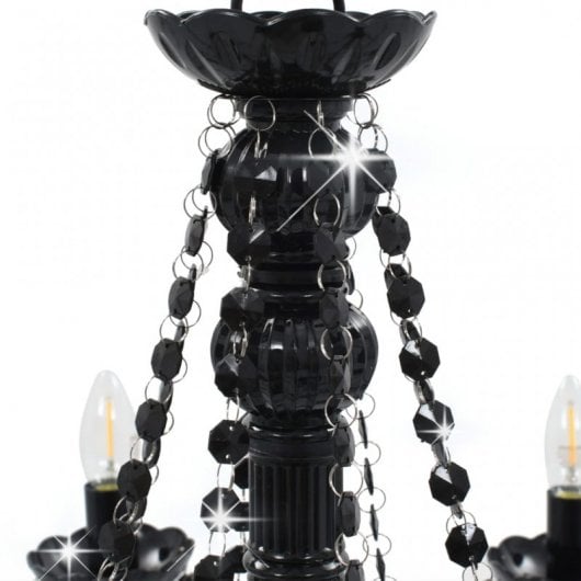 VidaXL Lustre avec Perles 8xE14 Noir