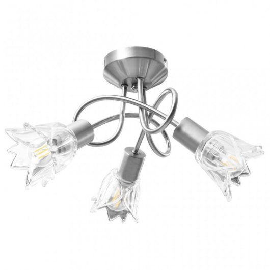 VidaXL Plafonnier Tulipe avec Abat-Jour en Verre 3xE14 Acier Chromé