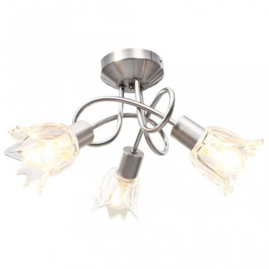 VidaXL Plafonnier Tulipe avec Abat-Jour en Verre 3xE14 Acier Chromé
