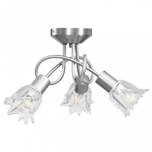 VidaXL Plafonnier Tulipe avec Abat-Jour en Verre 3xE14 Acier Chromé