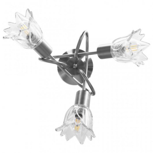 VidaXL Plafonnier Tulipe avec Abat-Jour en Verre 3xE14 Acier Chromé