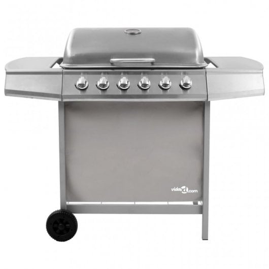 VidaXL Barbacoa de Gas 6 Fogones Plata