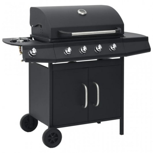 VidaXL Barbacoa de Gas 4+1 Fogones Negra