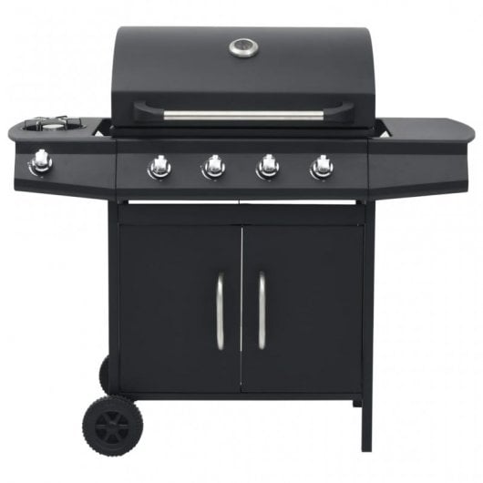 VidaXL Barbacoa de Gas 4+1 Fogones Negra