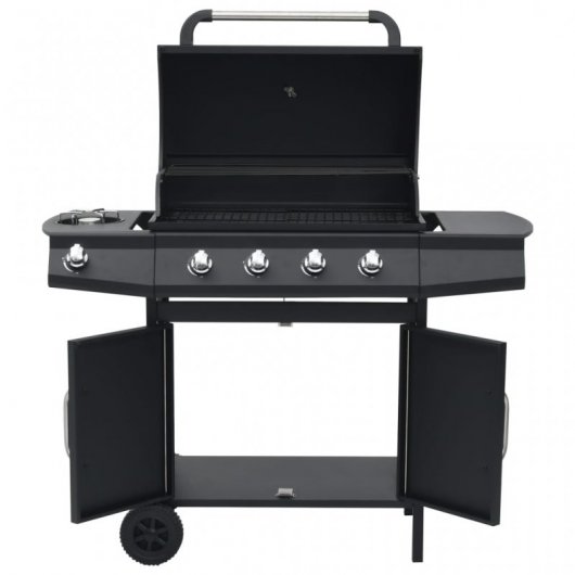 VidaXL Barbacoa de Gas 4+1 Fogones Negra
