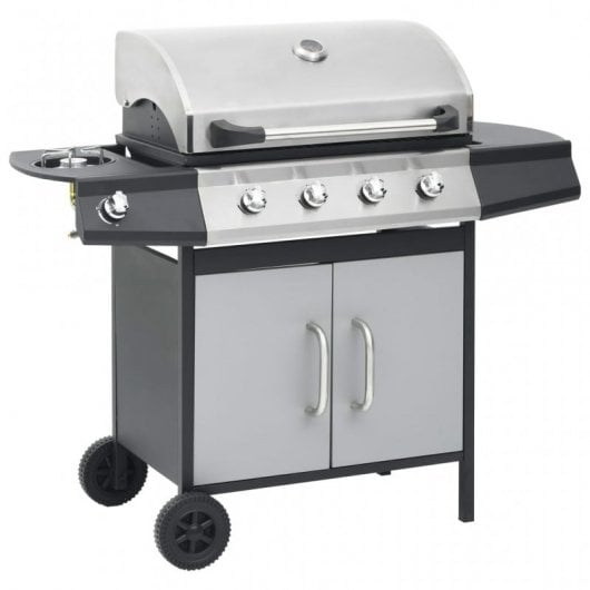 VidaXL Barbacoa de Gas 4+1 Fogones Negra/Plata