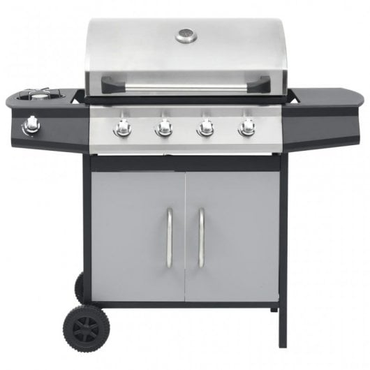 VidaXL Barbacoa de Gas 4+1 Fogones Negra/Plata