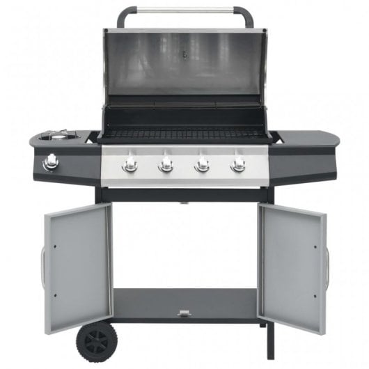 VidaXL Barbacoa de Gas 4+1 Fogones Negra/Plata
