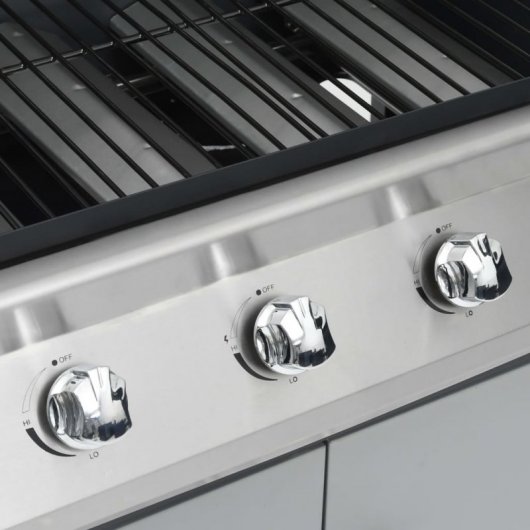 VidaXL Barbacoa de Gas 4+1 Fogones Negra/Plata