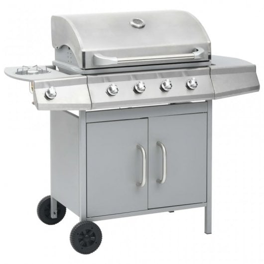 VidaXL Barbacoa de Gas 4+1 Fogones Plata