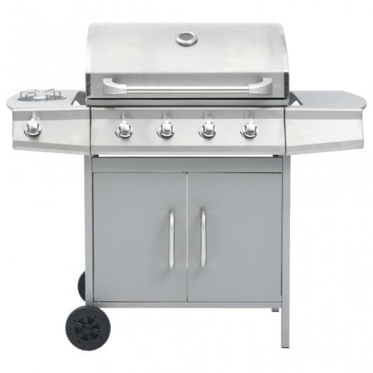 VidaXL Barbacoa de Gas 4+1 Fogones Plata