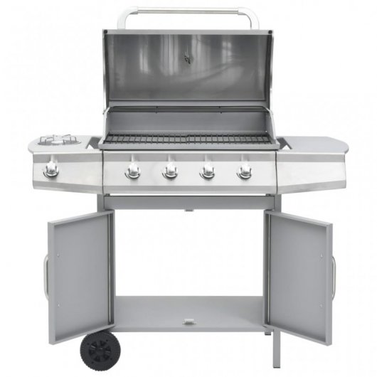 VidaXL Barbacoa de Gas 4+1 Fogones Plata