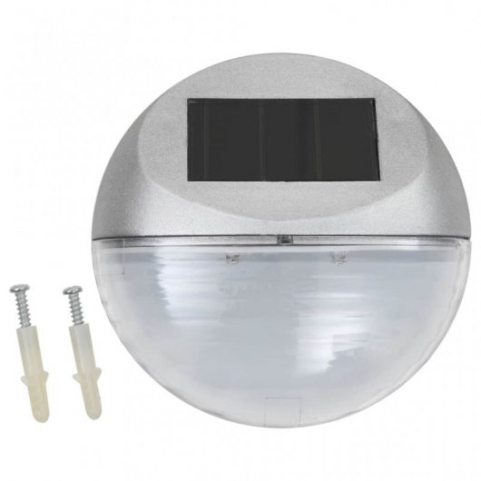 VidaXL Confezione da 12 Faretti LED Solari da Parete per Esterno Argento
