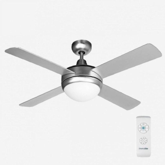 Universal Blue Siroco Ventilador de Techo con Luz y Mando 70W Inox/Blanco