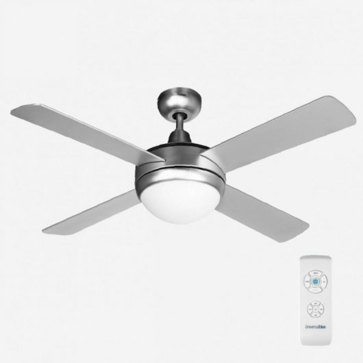Universal Blue Siroco Ventilador de Techo con Luz y Mando 70W Inox/Blanco