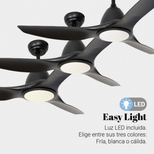 Universal Blue Alisios Ventilador de Techo con Luz y Mando 26W Negro