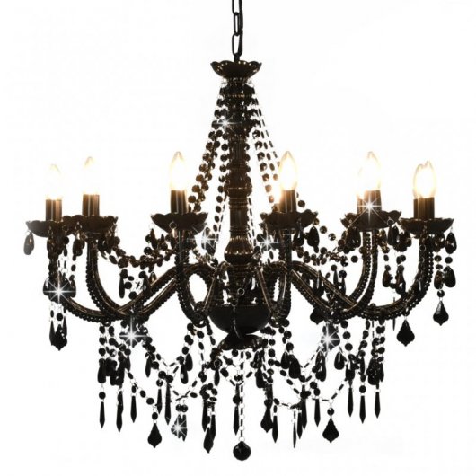 VidaXL Lustre avec Perles 12xE14 Noir