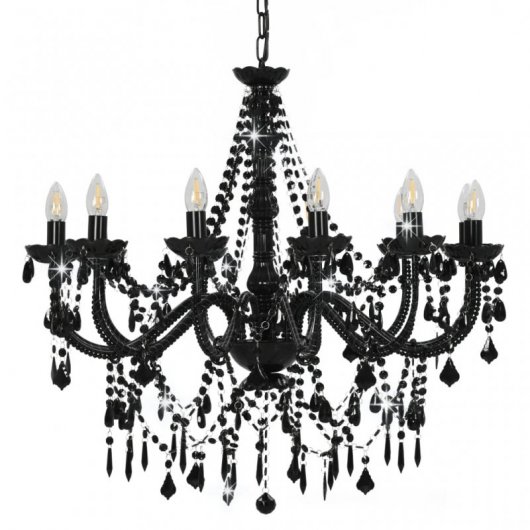 VidaXL Lustre avec Perles 12xE14 Noir