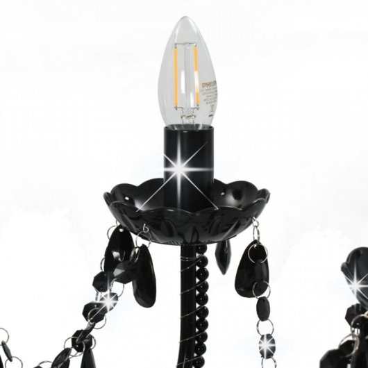 VidaXL Lustre avec Perles 12xE14 Noir