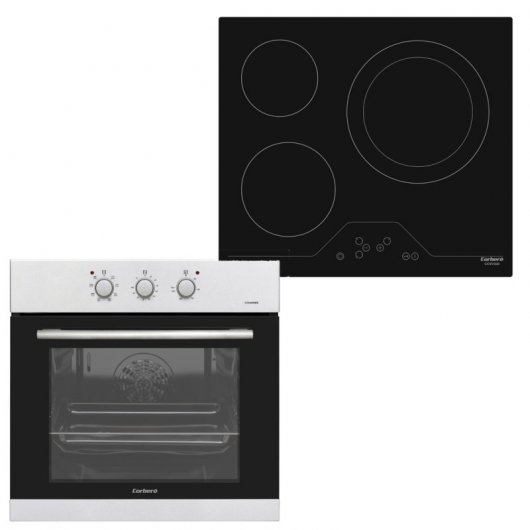 Corberó Pack CCHEV840MX Horno 65L Inox + Vitrocerámica 60cm 3 Zonas Negro