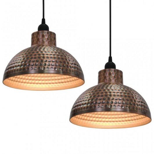 VidaXL Pack 2 Lámparas Colgantes Semiesféricas E27 26cm Cobre