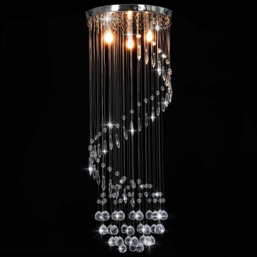 VidaXL Lampada da Soffitto Spirale Perle di Vetro 3xG9 Argento