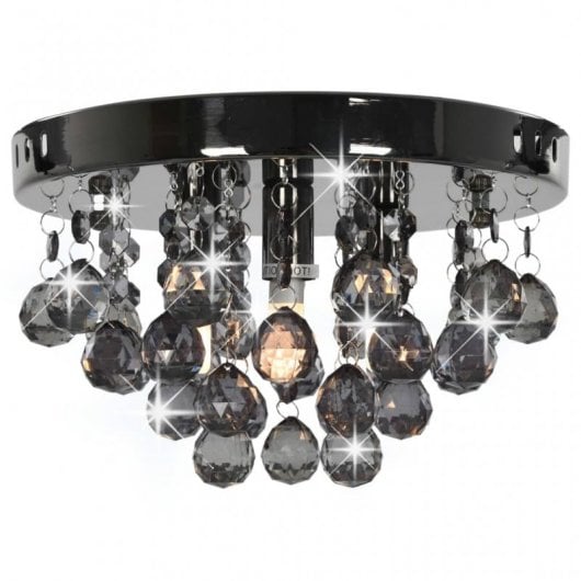 VidaXL Lampada da Soffitto Perline Fumé 3xG9 Nera