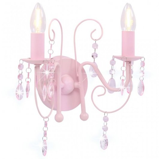 VidaXL Lámpara de Pared con Cuentas 2xE14 Rosa