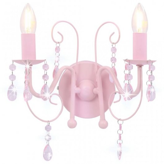 VidaXL Lámpara de Pared con Cuentas 2xE14 Rosa
