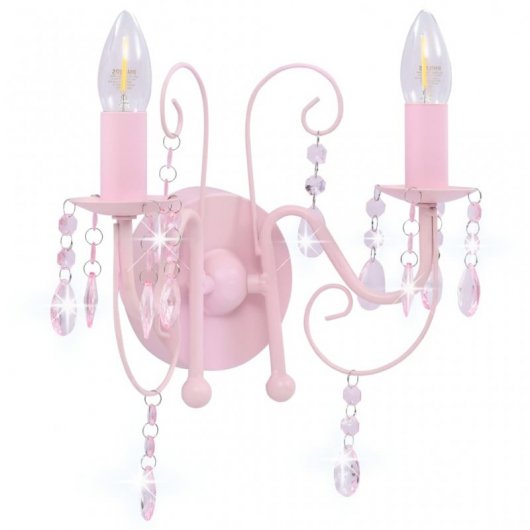 VidaXL Lámpara de Pared con Cuentas 2xE14 Rosa