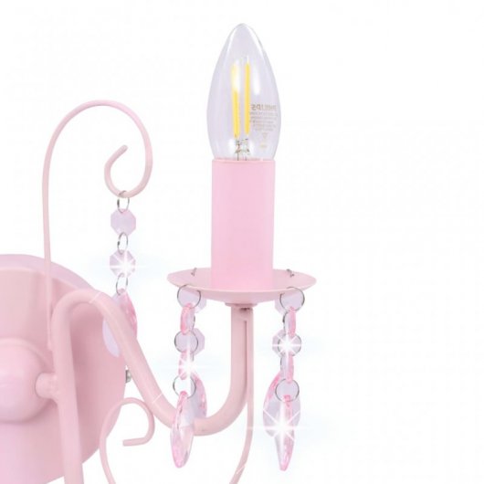 VidaXL Lámpara de Pared con Cuentas 2xE14 Rosa