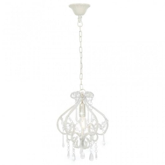 VidaXL Lampada a sospensione Perle di vetro E14 32 cm Bianco
