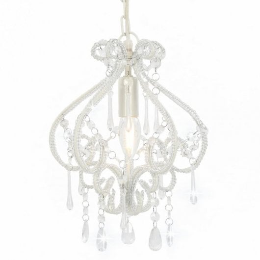 VidaXL Lampada a sospensione Perle di vetro E14 32 cm Bianco